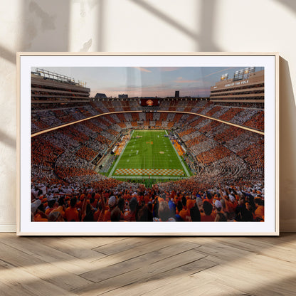 37160229-MGV-CV-36X24-Tennessee Volunteers Wall Art – Neyland Stadium Sunset Checkerboard Game Canvas Print, Vols Football Panorama Sports Decor