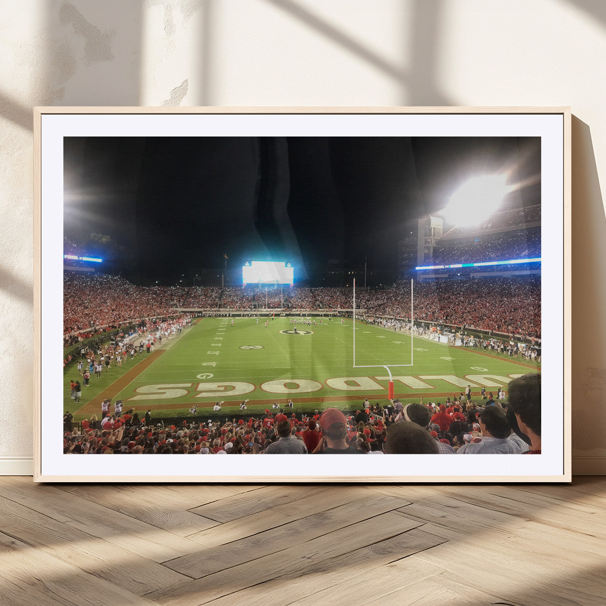 16230786-MGC-FP-36x24_Natural-Georgia Bulldogs Stadium Wall Art – Night Game Football Field Canvas Print, Panoramic Sports Decor for Home, Office, Fan Cave
