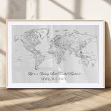 43438578-MGC-FP-36x24_Natural-Personalized World Map Wall Art – Black and White Minimal Travel Map with Custom Names, Elegant Wall Decor for Couples, Wedding or