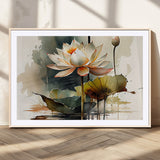 46359-MGV-CV-36X24-Lotus Blossom Wall Art Canvas Print, Framed Water Lily Art Picture Print, Zen Flower Perfect Zen Botanical Decor Artwork
