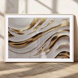 41237-MGV-CV-36X24-Gold Waves Wall Art Canvas Print, Framed Elegant Flow Art Picture Print, Luxury Layers Perfect Minimal Luxe Decor Artwork