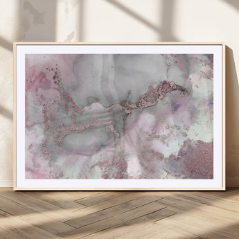 16416-MGV-CV-36X24-Blush Marble Wall Art Canvas Print, Framed Rose Gold Art Picture Print, Pink Cloudy Perfect Modern Glam Decor Artwork