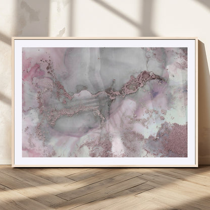 16416-MGV-CV-36X24-Blush Marble Wall Art Canvas Print, Framed Rose Gold Art Picture Print, Pink Cloudy Perfect Modern Glam Decor Artwork