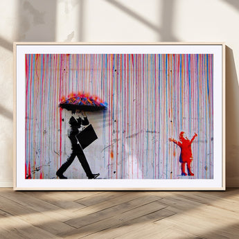 69505-MGV-CV-36X24-Graffiti Girl Wall Art Canvas Print, Framed Urban Contrast Art Picture Print, Vibrant Graffiti Perfect Urban Pop Decor Artwork