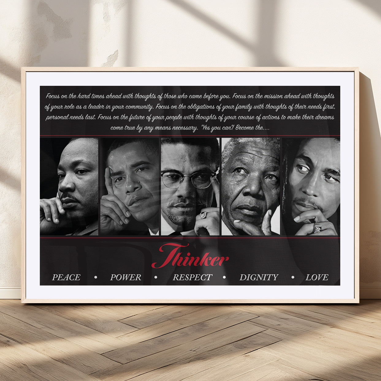 45112-MGC-FP-36x24_Natural-Black Icons Wall Art Canvas Print, Framed Thinker Art Picture Print, Motivational Quote Perfect Cultural Modern Decor Artwork