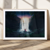 56359-MGC-FP-36x24_Natural-Lilo Stitch Wall Art Canvas Print, Framed Stitch Angel Art Picture Print, Cartoon Waterfall Perfect Tropical Fantasy Decor Artwork
