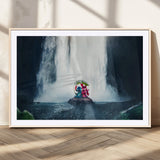 32259-MGC-FP-36x24_Natural-Stitch Angel Wall Art Canvas Print, Framed Stitch Waterfall Art Picture Print, Cartoon Couple Perfect Moody Fantasy Decor Artwork