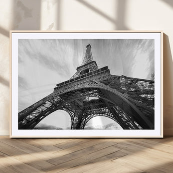 40006-MGC-FP-36x24_Natural-Eiffel Tower Wall Art – Black and White Architectural Photo Print, Paris Inspired Decor for Bedroom, Office, Studio or Modern