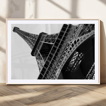 89033-MGC-FP-36x24_Natural-Eiffel Tower Wall Art – Dramatic Black and White Architectural Canvas Print, Modern Paris Decor for Office, Living Room or