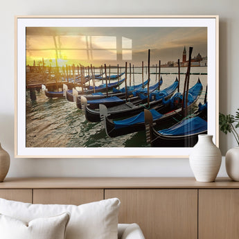 25872-MGV-CV-36X24-Venetian Gondola Dock Wall Art – Serene Sunset Canal Canvas Print, Tranquil Water Travel Decor for Office, Living Room, or Man