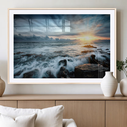 33428-MGV-CV-36X24-Ocean Sunrise Wall Art – Serene Seascape Canvas Print, Coastal Home or Office Decor, Perfect for Living Room, Bedroom, or Study