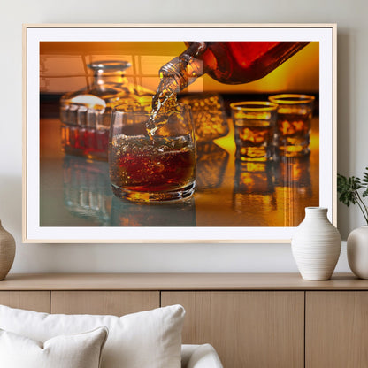 18250-MGV-CV-36X24-Whiskey Pour Wall Art – Captivating Whiskey Splash Canvas Print, Elegant Bar or Home Lounge Decor for Office, Man Cave or Living