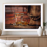 52458-MGV-CV-36X24-Whiskey Pour Wall Art – Elegant Whiskey Bottle Pouring into Glasses Canvas Print, Refined Bar or Lounge Decor for Home, Office, or