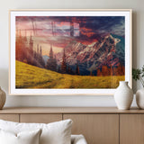 83947-MGV-CV-36X24-Sunset Mountain Landscape Wall Art – Panoramic Alpine Meadow and Snow Capped Peaks Canvas Print, Nature Scenic Decor for Home,