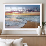 39560-MGV-CV-36X24-Sunrise Beach Wall Art – Vibrant Ocean Waves and Golden Sand Canvas Print, Seaside Coastal Decor for Living Room, Bedroom or