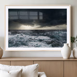 42607-MGV-CV-36X24-Stormy Ocean Wall Art – Dramatic Sea and Sky Canvas Print with Sun Rays, Moody Nature Decor for Living Room, Office, Bedroom or