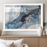 33782-MGV-CV-36X24-Abstract Marble Wall Art – Blue & Gold Fluid Painting Canvas Print, Modern Home Decor for Living Room, Bedroom or Office