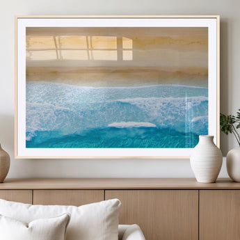 43046-MGV-CV-36X24-Aerial Beach Wall Art – Serene Ocean Waves & Sandy Shore Canvas Print, Coastal Home Decor for Living Room, Bedroom or Office
