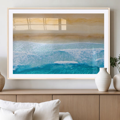 43046-MGV-CV-36X24-Aerial Beach Wall Art – Serene Ocean Waves & Sandy Shore Canvas Print, Coastal Home Decor for Living Room, Bedroom or Office