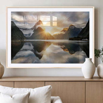 78842-MGV-CV-36X24-Sunrise Mountain Reflection Wall Art – Stunning Nature Landscape Canvas Print for Home, Office, Living Room or Relaxing Space