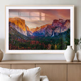 24519-MGC-FP-36x24_Natural-Yosemite Valley Sunset Wall Art – Majestic Mountain Landscape with Waterfall and Vibrant Sky, Nature Photography for Home or