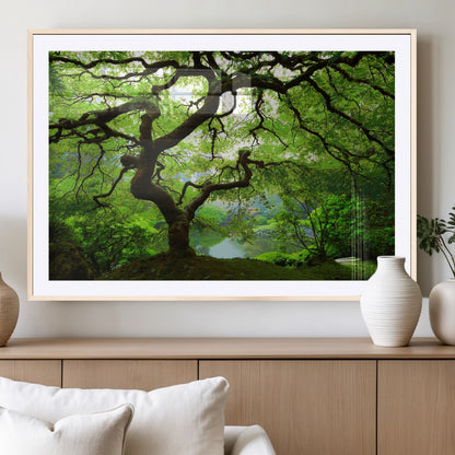 18094-MGV-CV-36X24-Emerald Canopy Wall Art – Panoramic Lush Green Tree Canvas Print, Serene Nature Decor for Office, Living Room or Meditation Space