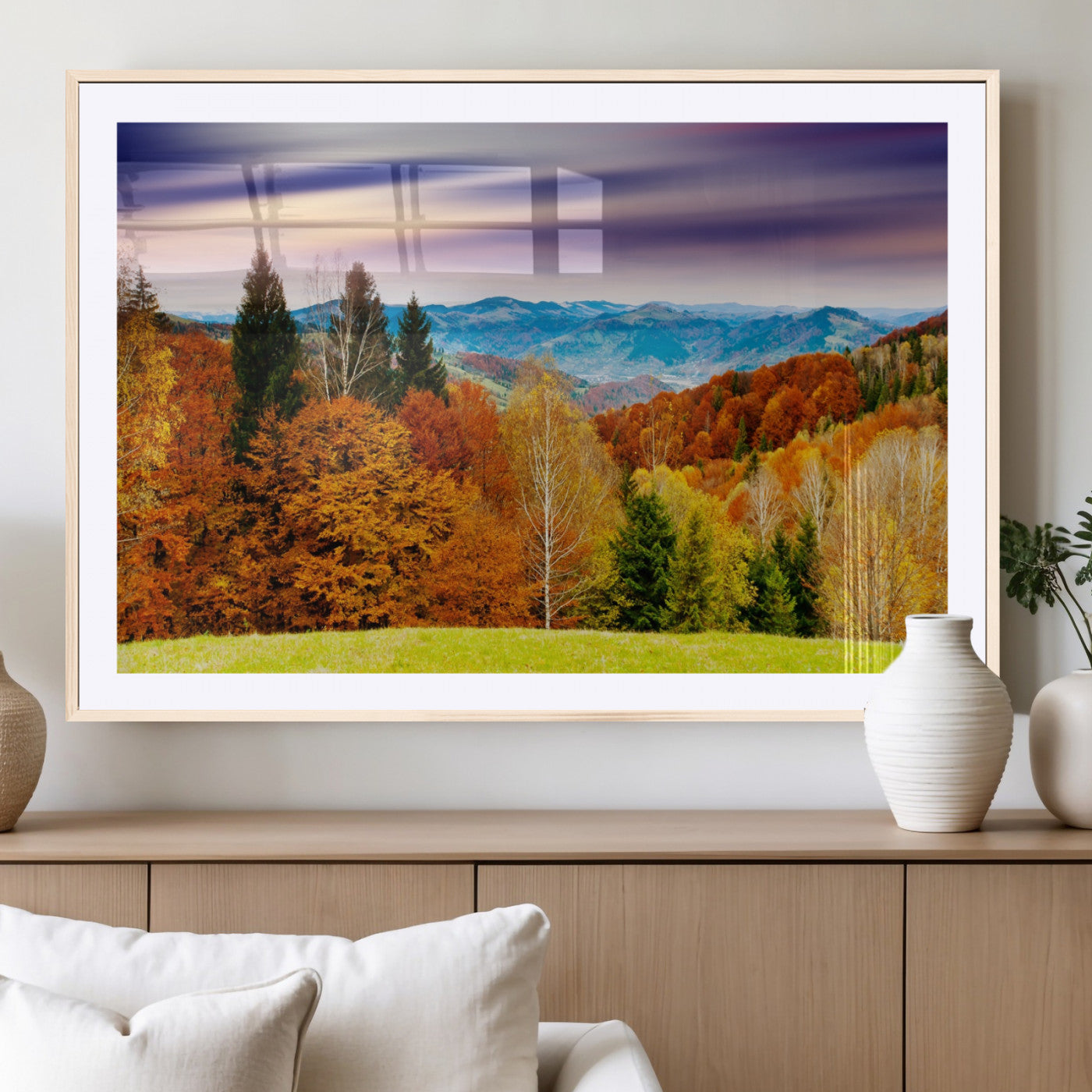 58007-MGC-FP-36x24_Natural-Autumn Mountain Landscape Wall Art – Stunning Fall Forest Canvas Print, Cozy Nature Decor for Home or Office