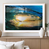 19378-MGC-FP-36x24_Natural-Ocean Wave Sunset Wall Art – Vibrant Surf and Golden Horizon Canvas Print, Coastal Seascape Photography for Living Room, Bedroom,