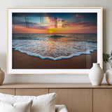 16110-MGC-FP-36x24_Natural-Ocean Sunset Wall Art – Vibrant Beach Waves and Horizon Canvas Print, Relaxing Coastal Seascape Decor for Living Room or Bedroom