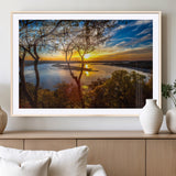 71863-MGC-FP-36x24_Natural-Lake Sunset Wall Art – Scenic Nature Canvas Print with Trees and Golden Sky, Serene Landscape Decor for Living Room, Bedroom or