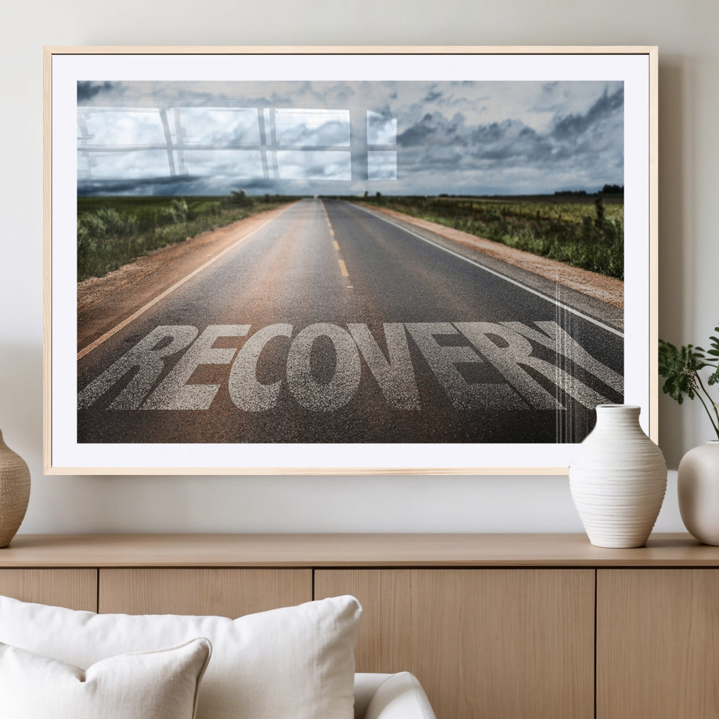 50743-MGC-FP-36x24_Natural-Healing Road Wall Art – Motivational Highway Canvas Print, Inspirational Journey Decor for Office, Gym or Living Room