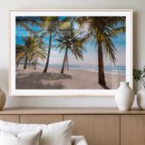 98175-MGC-FP-36x24_Natural-Tropical Palm Beach Wall Art – Relaxing Ocean Shore Canvas Print with Palm Trees, Coastal Summer Decor for Living Room, Bedroom or