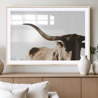 35866-MGV-CV-36X24-Texas Longhorn Wall Art – Rustic Western Bull Canvas Print, Farmhouse Animal Photography Decor for Living Room, Office, or Ranch
