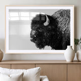 68780-MGC-FP-36x24_Natural-Bison Close-Up Wall Art – Black and White Buffalo Canvas Print, Rustic Wildlife Photography Decor for Living Room, Office, or