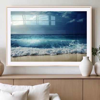 84116-MGC-FP-36x24_Natural-Ocean Wave Wall Art – Blue Sea and Beach Canvas Print, Coastal Seascape Photography Artwork for Living Room, Bedroom, or Office