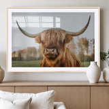 64824-MGC-FP-36x24_Natural-Highland Cow Wall Art – Rustic Scottish Bull Canvas Print, Farmhouse Animal Decor for Living Room, Bedroom, Office or Cabin