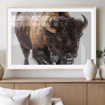 65605-MGC-FP-36x24_Natural-Snow Bison Wall Art – Close Up Buffalo Canvas Print, Rustic Western Wildlife Photography, Farmhouse Cabin Lodge Decor for Living