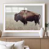 48406-MGV-CV-36X24-American Bison Wall Art – Rustic Buffalo Canvas Print in Prairie Field, Western Wildlife Photography Decor for Cabin, Lodge,