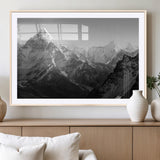10775-MGC-FP-36x24_Natural-Snow Capped Mountain Wall Art – Black and White Canvas Print of Majestic Peaks, Nature Landscape Photography for Office, Bedroom,