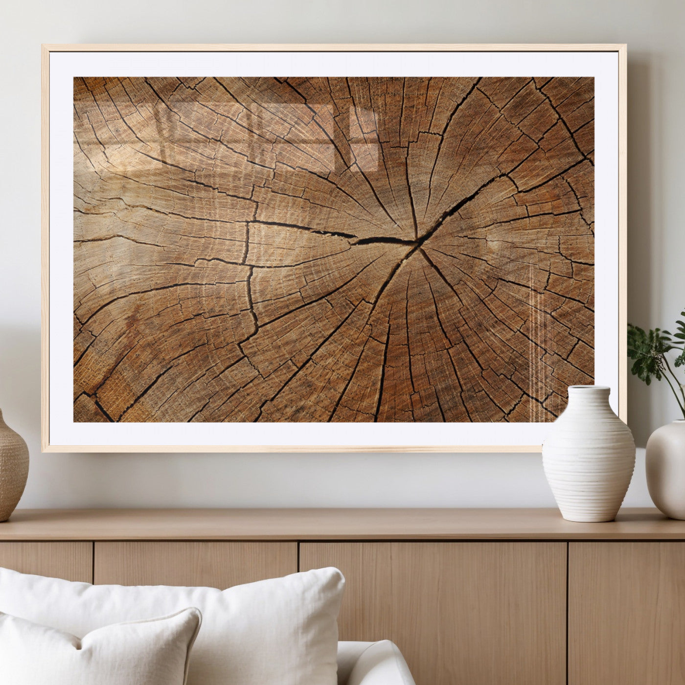 61710-MGC-FP-36x24_Natural-Tree Rings Wall Art – Rustic Wood Grain Canvas Print of Tree Trunk Cross Section, Nature Inspired Decor for Cabin, Office, Living