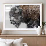 24304-MGV-CV-36X24-Bison Wall Art Canvas Print, Framed Winter Bison Art Picture Print, Snowy Buffalo Perfect Rustic Farmhouse Decor Artwork