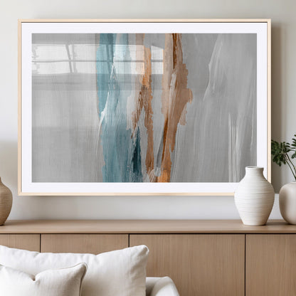 66154-MGC-FP-36x24_Natural-Abstract Brushstroke Wall Art – Modern Teal and Gold Canvas Print, Minimalist Contemporary Painting for Living Room, Bedroom, or