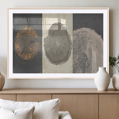 80725-MGC-FP-36x24_Natural-Wood Tree Rings Wall Art Canvas Print, Framed Tree Rings Art Picture Print, Abstract Tree Rings Perfect Modern Boho Decor Artwork