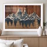 41330-MGC-FP-36x24_Natural-Rustic Mountain Wall Art – Wooden Nature Scene with Trees and Peaks, Handmade 3D Layered Decor for Living Room, Cabin or Office