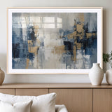 44344-MGV-CV-36X24-Abstract Blue and Gold Wall Art – Modern Hand Painted Canvas Print, Contemporary Textured Painting for Living Room, Bedroom or