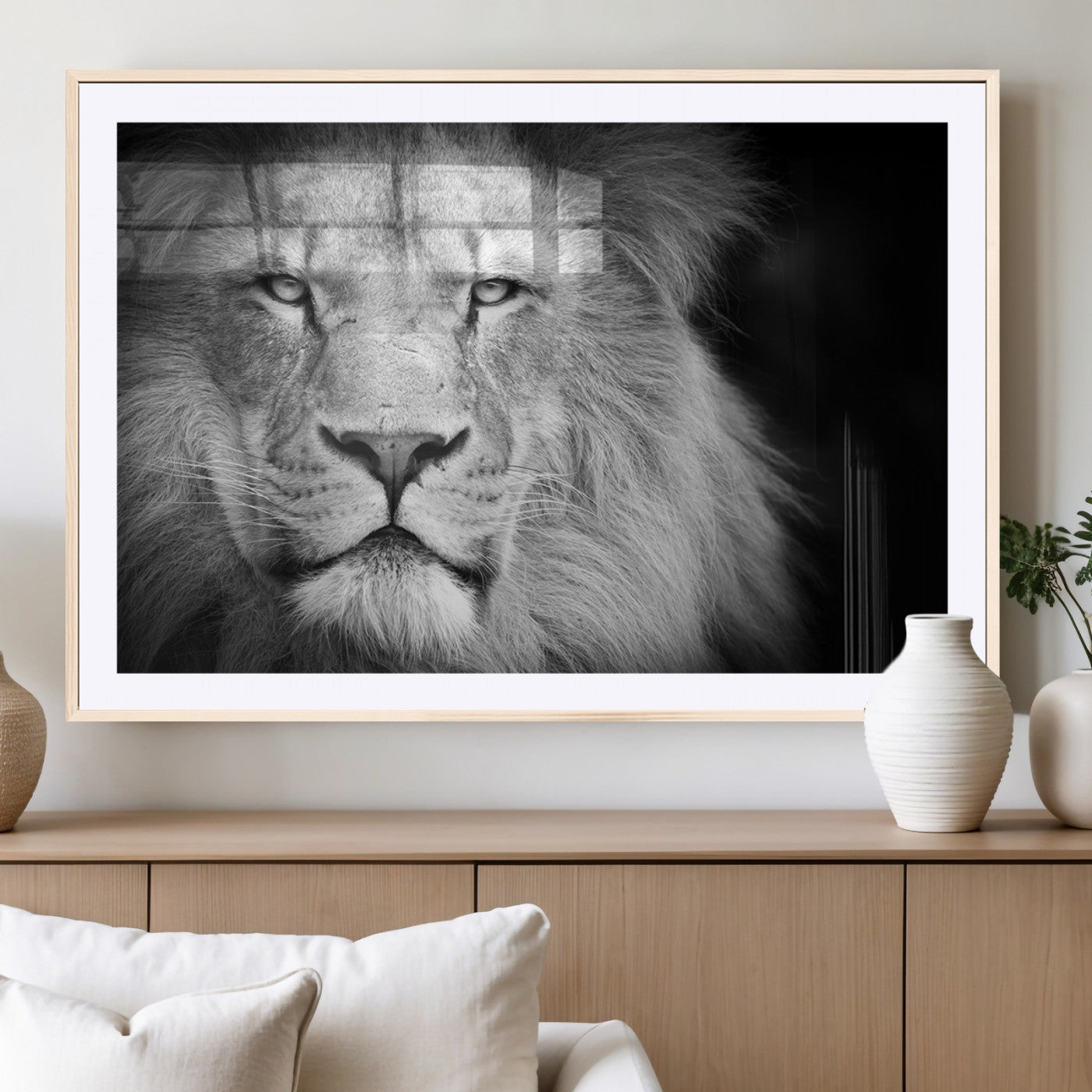 94453-MGV-CV-36X24-Lion Portrait Wall Art – Black and White King of the Jungle Canvas Print, Safari Wildlife Decor for Office, Bedroom, or Living
