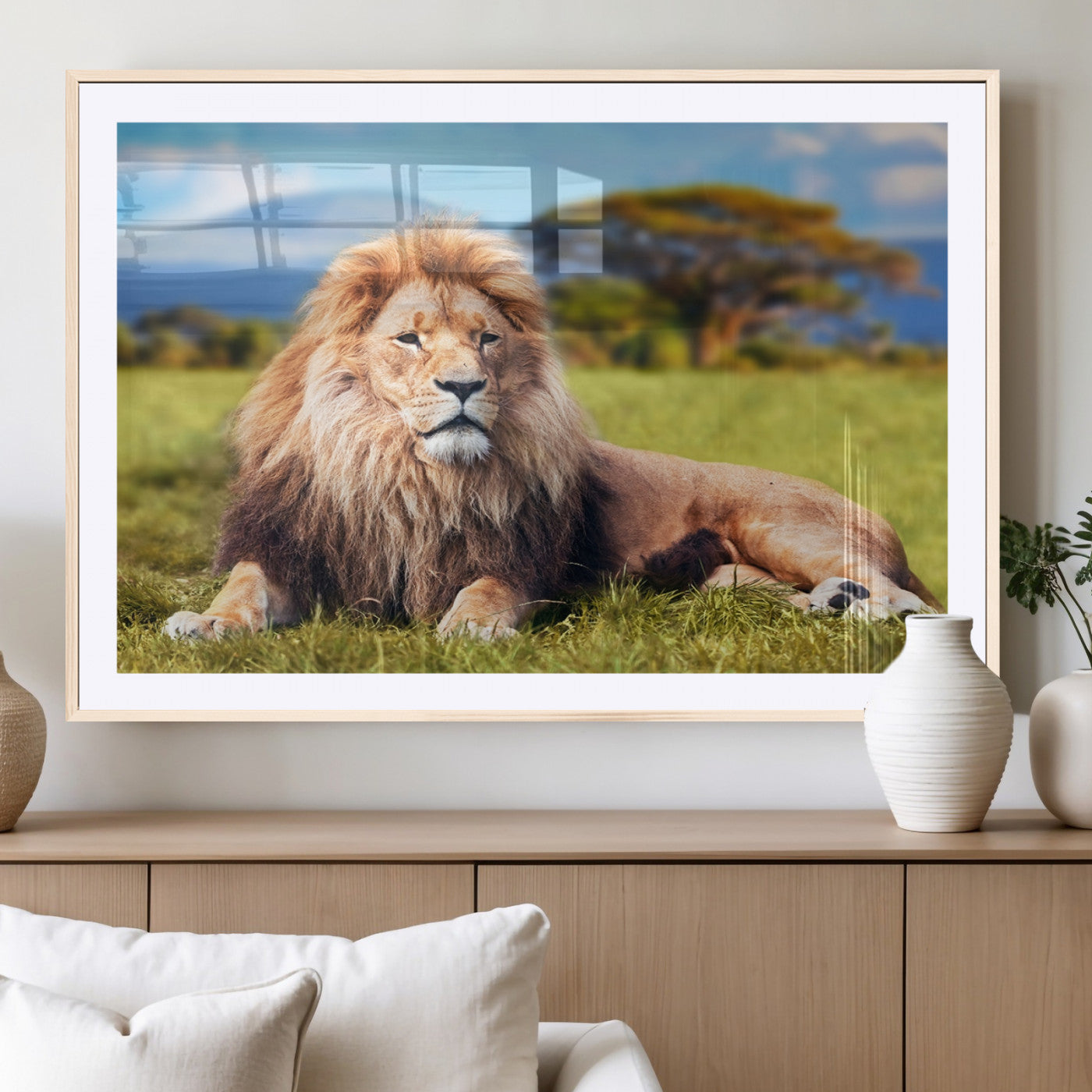 67826-MGV-CV-36X24-Majestic Lion Wall Art – King of the Jungle Canvas Print, Safari Wildlife Decor for Living Room, Office, or Man Cave