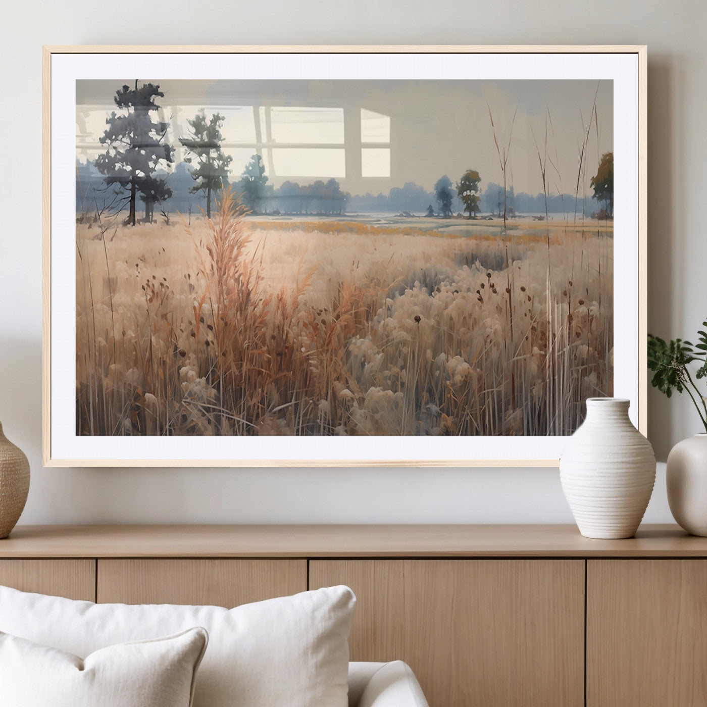 98822-MGV-CV-36X24-Autumn Meadow Wall Art – Tranquil Grassland Landscape Canvas Print, Rustic Country Decor for Living Room, Bedroom or Farmhouse