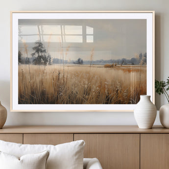 38193-MGV-CV-36X24-Golden Meadow Wall Art – Serene Grassland Landscape Canvas Print, Rustic Nature Decor for Bedroom, Living Room or Farmhouse
