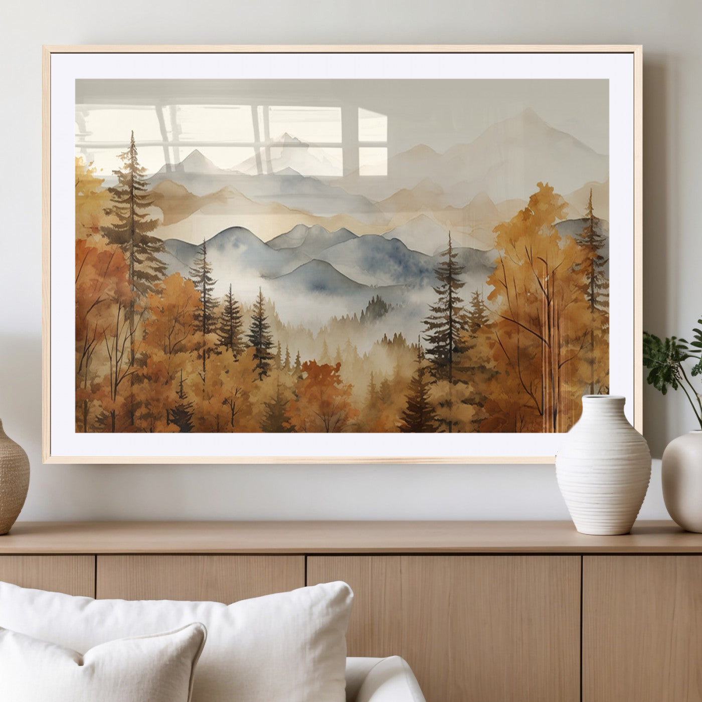72950-MGV-CV-36X24-Autumn Mountain Forest Wall Art – Golden Fall Landscape Canvas Print, Nature-Inspired Home Decor for Living Room, Bedroom or